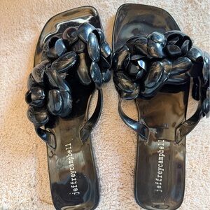 New Jeffrey Campbell Glossy Black Women's Sandals/ flip flops 7